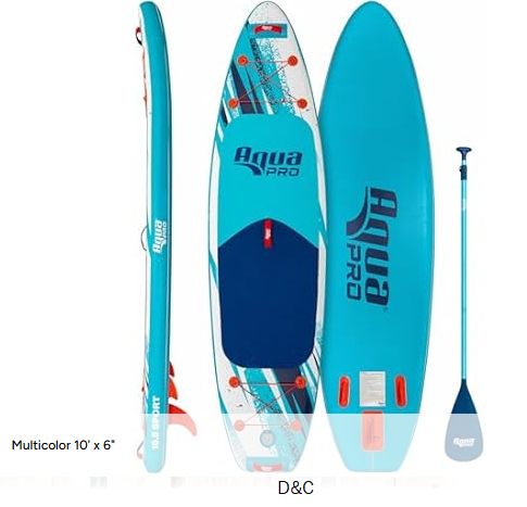 Aqua PRO Halcyon Sport 10′ x 6″ Inflatable Stand-Up Paddleboard iSUP, Standard Design with Non-Slip EVA Deck, Includes Paddle, Ankle Leash, Pump and Carry/Storage Bag