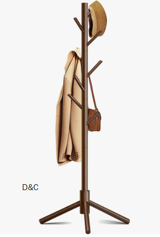 Jedriel 8-hook Freestanding Adjustable Wooden Coat Rack for Entryway,Bedroom,Office