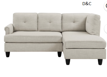 Jopath Convertible Sectional Sofa, Small L Shaped 3-Seat Couch with Chaise, Modern Linen Sofas Couches for Living Room