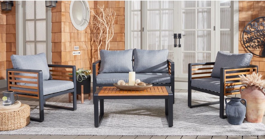 Gernulf Acacia 4 – Person Patio Conversation Set with Cushions