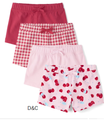The Children’s Place Toddler Girls Everyday Printed Assorted Shorts, 4-Pack, Sizes 12M-5T