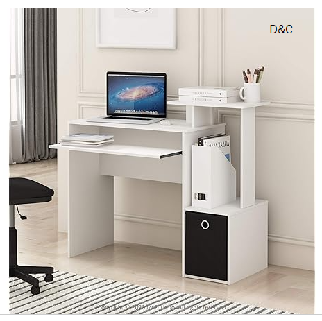 Furinno Econ Multipurpose Home Office Computer Writing Desk, White/Black
