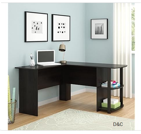 Ameriwood Home Dakota L-Desk with Bookshelves, Espresso