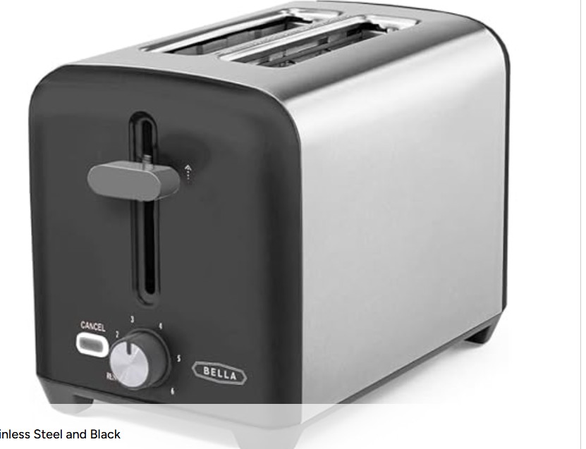 BELLA 2 Slice Toaster, Quick & Even Results Every Time, Wide Slots Fit Any Size Bread Like Bagels or Texas Toast, Drop-Down Crumb Tray for Easy Clean Up