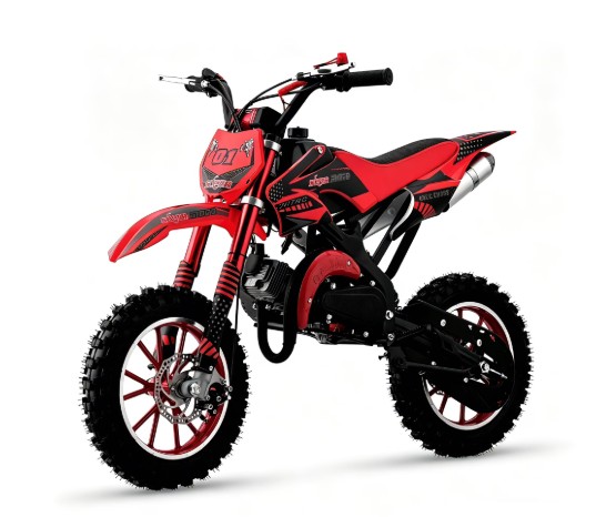 Ktoebyco 49cc Kids Dirt Bike, Gasoline Powered 2-Stroke Mini Motorcycle, 1-Seater, 1.5L Fuel Capacity, Red