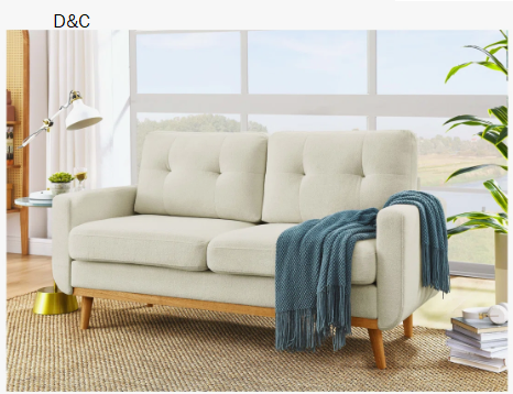 67.7″ Wide Comfortable Mid-Century Modern Upholstered Tufted Loveseat Sofa – Durable Wooden Legs for Living Room