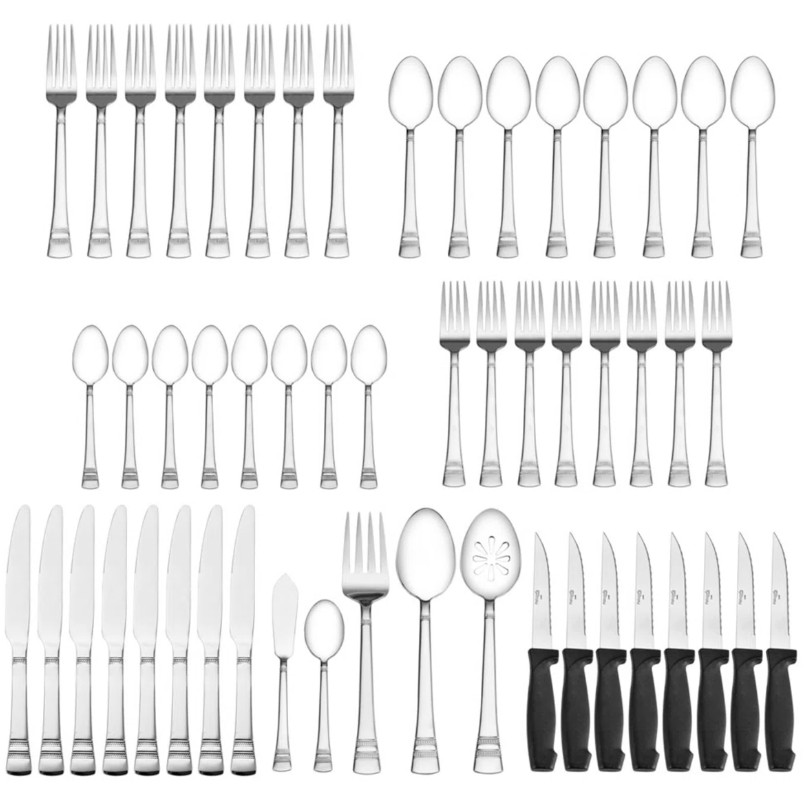 Pfaltzgraff Sapphire Bay 53-Piece Stainless Steel Flatware Set, Service for 8