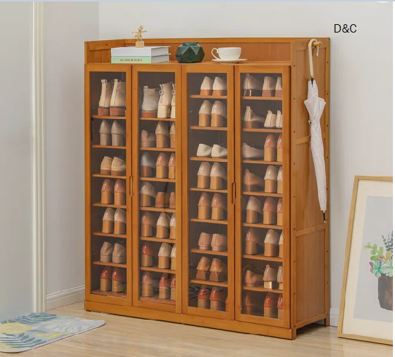 9 Tiers 45 Pairs Storage Free Standing Shoe Rack, Stand Sneakers Bamboo Cabinet for Home Hallway