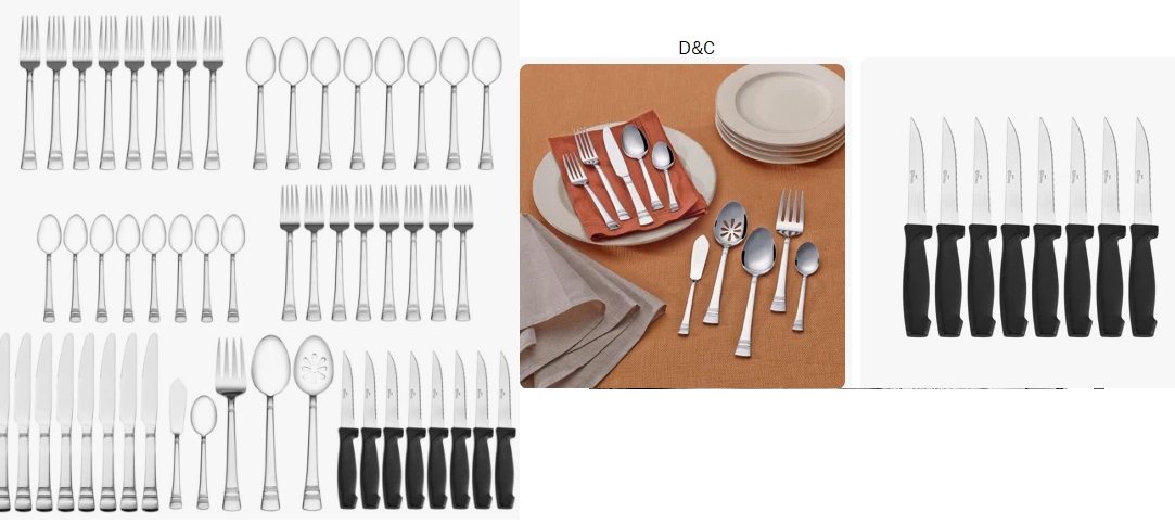 Pfaltzgraff Sapphire Bay 53-Piece Stainless Steel Flatware Set, Service for 8