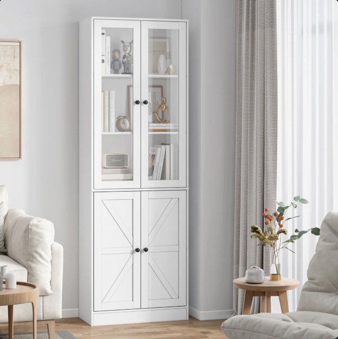 70.9” H X 23.6” W Standard Bookcase with Glass Door