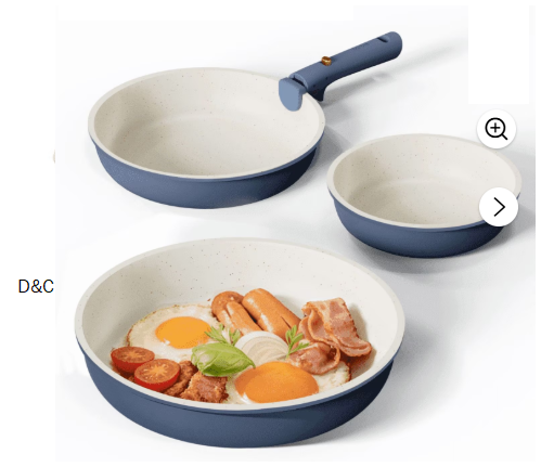 Carote 4 Pcs Nonstick Cookware Sets, Pots and Pans Set with Detachable Handles, Oven Safe, Induction Cookware, Stackable Kitchen Cooking Set, Navy Blue