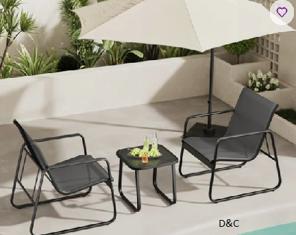 2-Person Outdoor Seating Group with Ergonomic Chairs and Glass Coffee Table for Patio, Poolside, or Garden