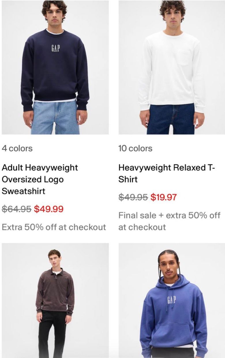 Gap Clearance + an extra 50% off