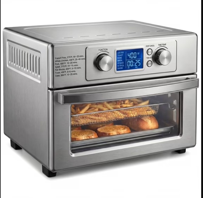 Gianna Air Fryer Toaster Oven Combo, 16.9QT Oven Countertop 5 Functions in 1, 4 Accessories Included, Stainless, Up to 450°F