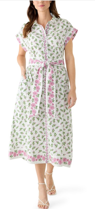 Women’s Short Sleeve Belted Midi Dress