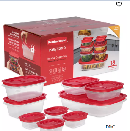 EasyStore Large Food Storage Containers with Lids, 18-Pc. Set