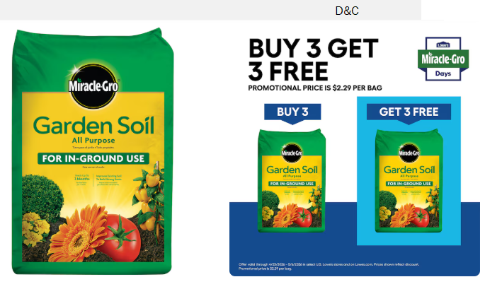 Miracle-Gro In-Ground Use 0.75 Cubic feet All-purpose Garden soil Buy 3 Get 3 Free