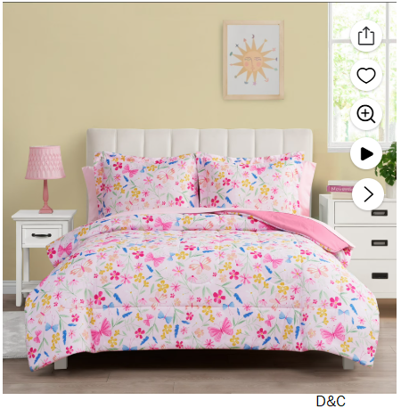 Your Zone 7 Piece Pink Wildflower Polyester Bedding Set for Girls, Full
