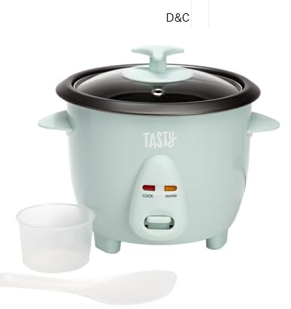 Tasty Mini Rice Cooker with Removable Nonstick Bowl and Auto Keep Warm Function, Great For Soups, Stews, Grains and Oats, 6 Cups Cooked (3 Cups Uncooked), 1.5-Quart, Aqua