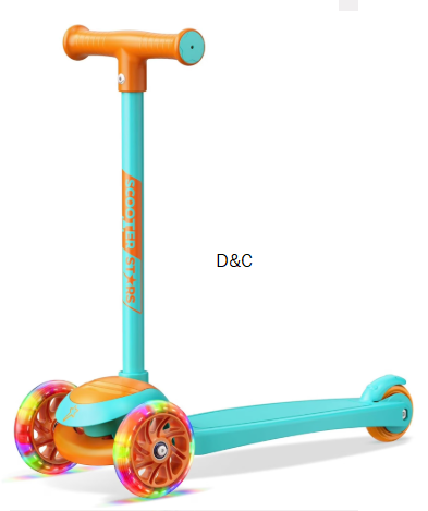 Scooter Stars 3-Wheel Kids Scooter with Light-Up LED Front Wheels, Wide Anti-Slip Deck, Rear Foot Brake, Lean-to-Steer Ride-On Toy