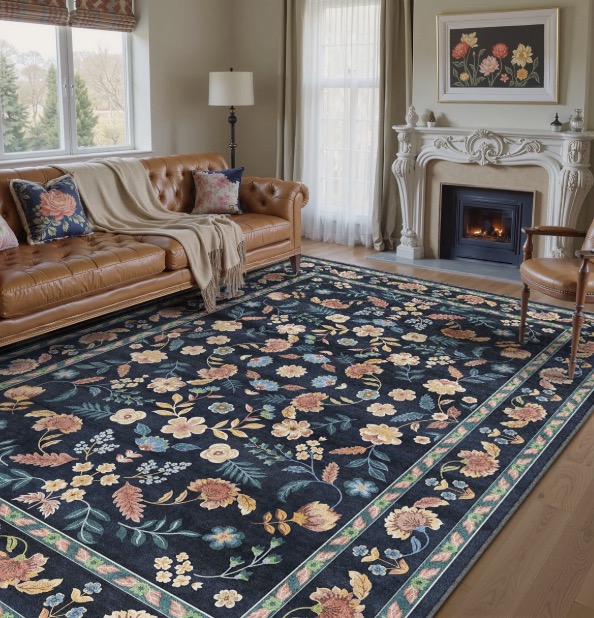 Cherry Machine Washable Oriental Area Rug