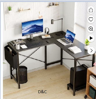 EDX L Shaped Computer Desk Corner Desk, Gaming Table 50 inch PC Writing Study Desk for Home Office Dorm Small Space, Black