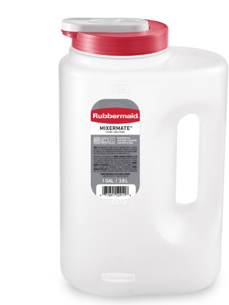Rubbermaid Mixermate Leak-Resistant Pitcher, Clear, 3.8 Liter (1 Gallon), Plastic