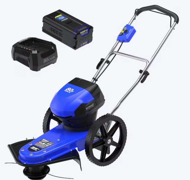Kobalt Wheeled 80-volt 22.0-in Straight Shaft Battery String Trimmer 6 Ah (Battery Included) (Charger Included)