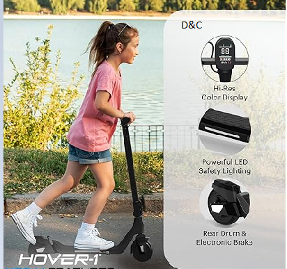 Hover-1 Neo V Foldable Electric Scooter with 250W Rated Brushless Motor, 16 mph Max Speed, 6.5” Wheels, 9 Mile Range Commuting Scooter for Kids & Teens