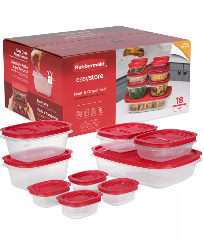 EasyStore Large Food Storage Containers with Lids, 18-Pc. Set