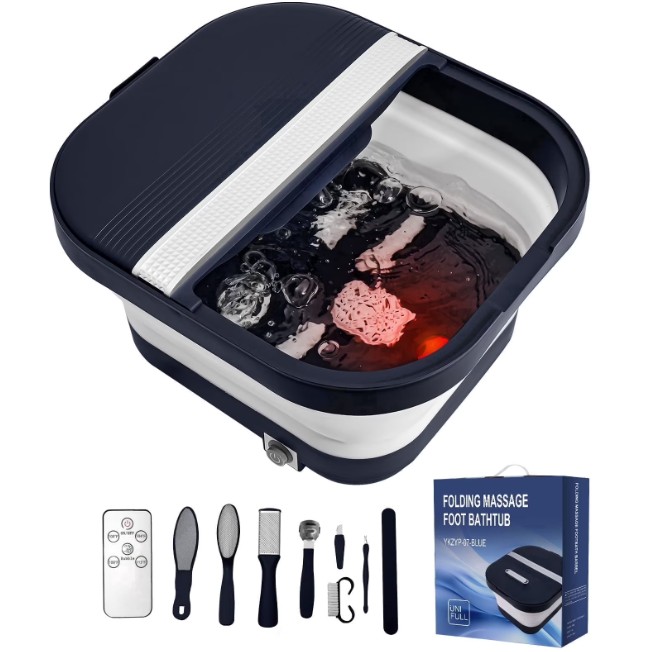 Foot Bath Spa with Heat, Remote Control, Massage Rollers, Bubble, Foot Pedicure Kit