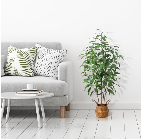Potted 4FT Artificial Multi Trunk Eucalyptus Tree With Handmade Seagrass Basket for Office Daily Home Decor, 4 lb, DR.Planzen.