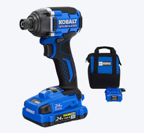 Kobalt 24-volt 1/4-in Brushless Cordless Impact Driver (Battery Included and Charger Included and Soft Bag included)