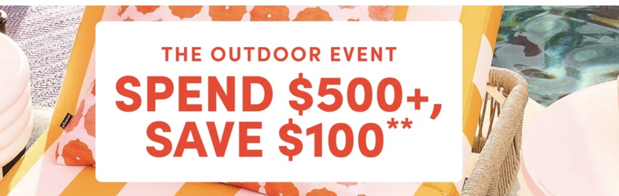 Wayfair: $100 off $500 outdoor purchase
