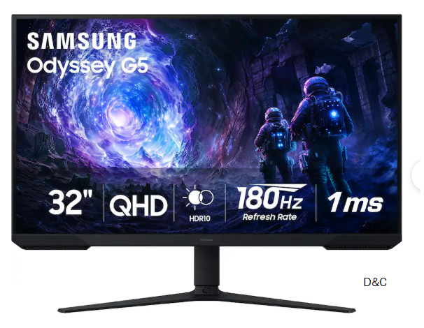 Samsung – 32″ Odyssey G51F QHD 180Hz 1ms AMD FreeSync Gaming Monitor with HDR10 (DisplayPort, HDMI) – Black