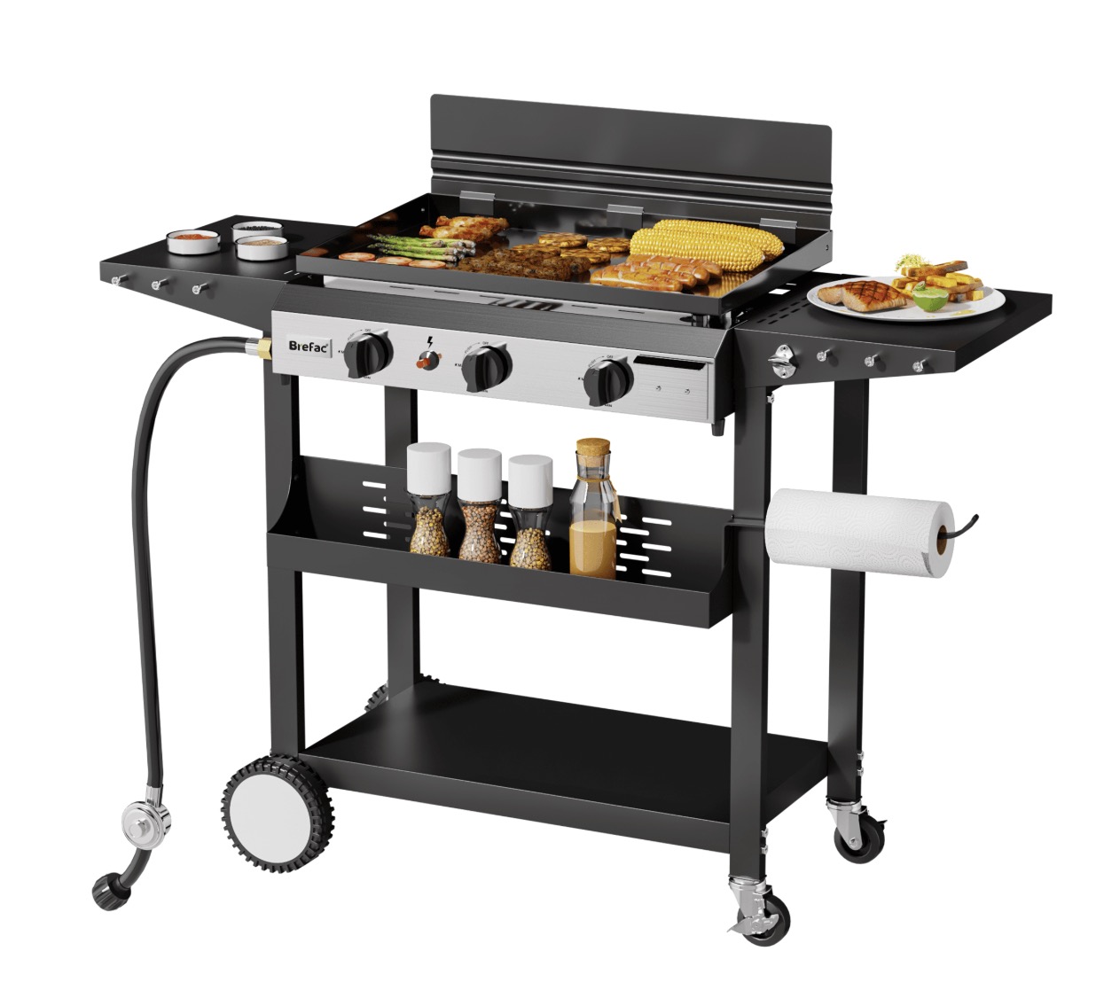 3-Burner 23″ Outdoor Flat Top Grill & Gas Griddle – Propane Grill for Camping, Tailgating, BBQs, and Patio Cooking