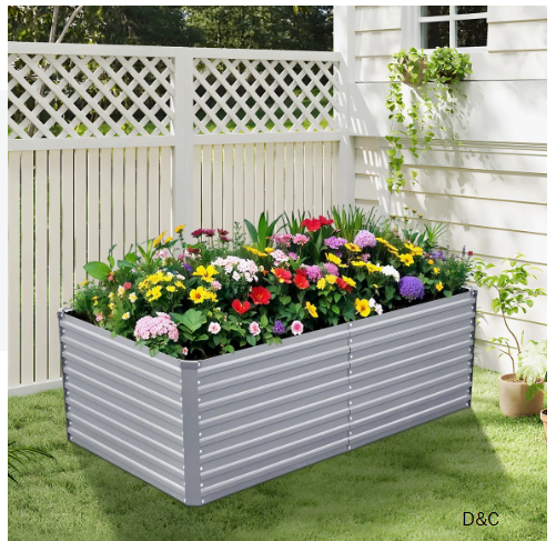 Kymari Galvanized Raised Garden Bed, Multiple Sizes to Choose, Plant Supports Offered