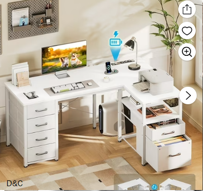 Casacomoda 55 inch Computer Desk with 5 Drawers