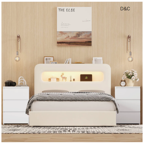 3-Piece Bedroom Sets, ONE Storage Bed With Drawers & TWO 3-Drawer Nightstands With Charging Port