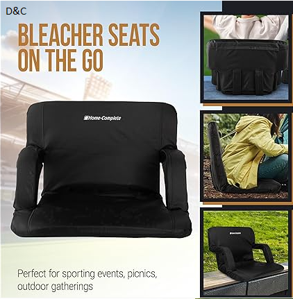 Wide Reclining Stadium Seat Cushion with Back Support
