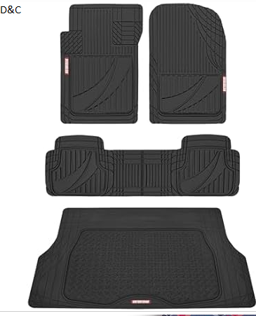 Motor Trend FlexTough™ Heavy Duty Black Rubber Car Floor Mats All Weather & Cargo Liner for SUV Full Set