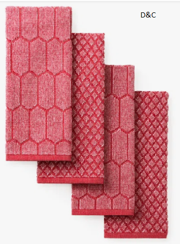 MARTHA STEWART Honeycomb Chambray Textured Kitchen Towel 4-Pack Set Natural 16″x28″ (Set of 4)