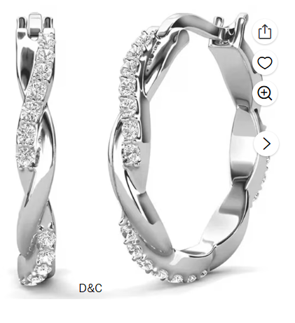 Cate & Chloe Lauren 18k White Gold Plated 22mm Hoop Earrings with Swarovski Crystals for Women