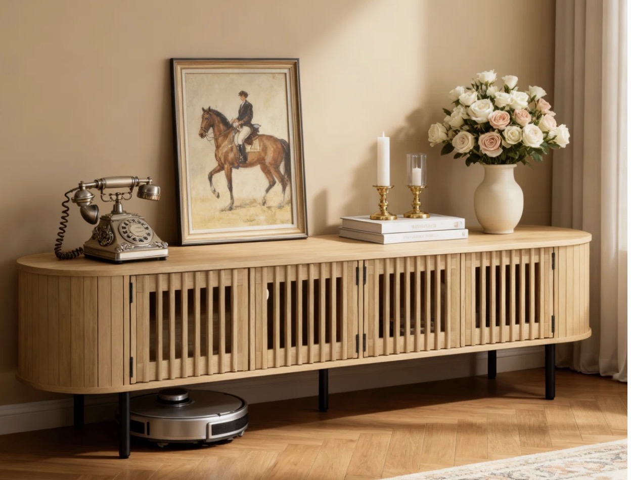 70 Inch Fluted Modern Media Console