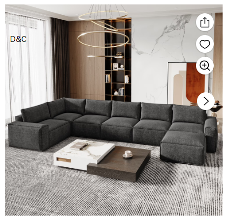 175″ Oversized Boneless Couch for Living Room, Neche Modern Modular Sectional, Convertible, U Shaped, Deep Seat, Big Comfy Sofa Set with Ottoman,Grey