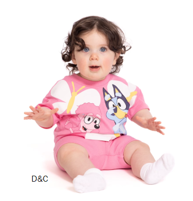Bluey Baby Girls Graphic Tee and Shorts Set, 2-Piece, Sizes 0/3M-24M