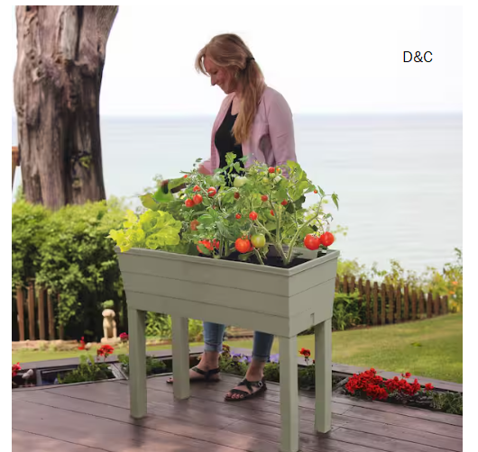 33 in. L x 13 in. W x 29 in. H Driftwood Gray Resin Elevated Garden Bed