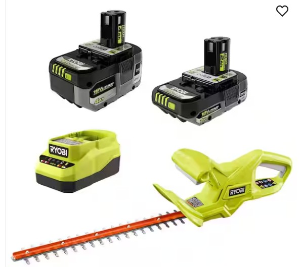 ONE+ 18V HIGH PERFORMANCE Kit w/ 4.0 Ah Battery, 2.0 Ah Battery, Charger, & FREE ONE+ Cordless 18″ Hedge Trimmer