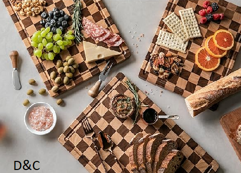 Checkered Acacia Wood Cutting Board