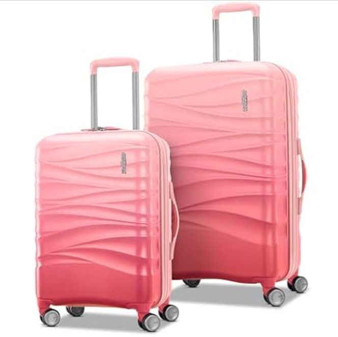American Tourister Cascade Hardside Luggage with Spinner Wheels, 2PC SET 20/24, Dynamic Pink